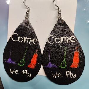 Black Teardrop Earrings with Colorful Vacuum Design
